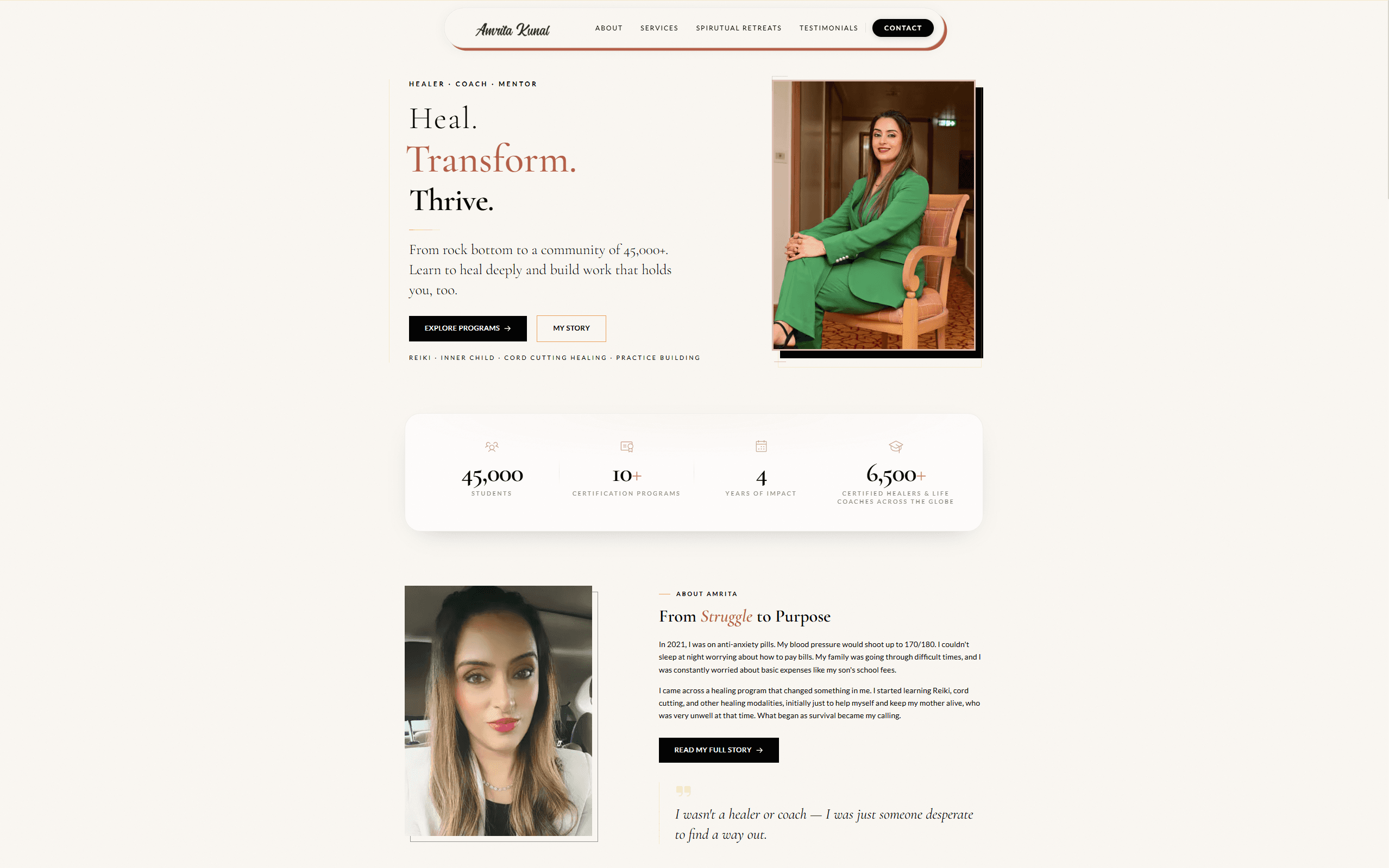 Screenshot of amritakunal.com