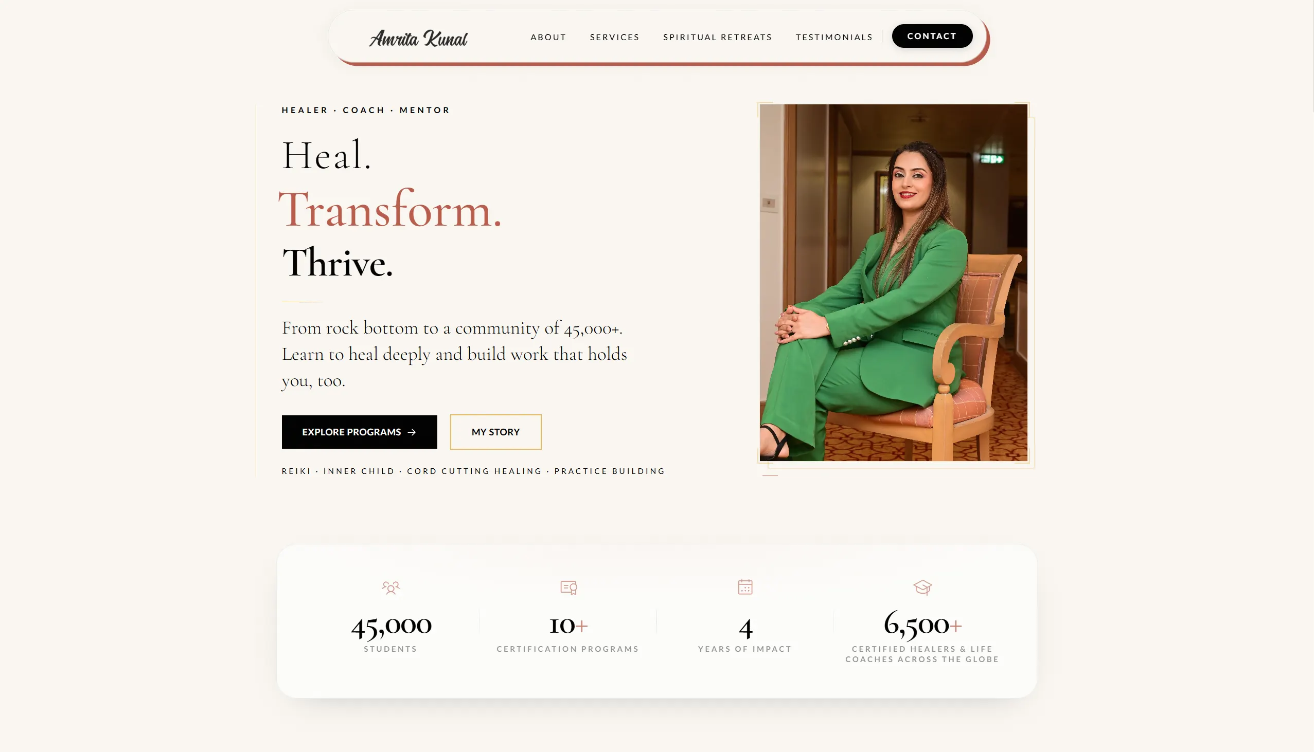 Amrita Kunal - Healer Coach Personal Brand Website